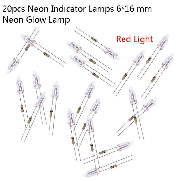 20pcs Neon Indicator Lamps With Resistance Connected To 220V 6*16 mm ...