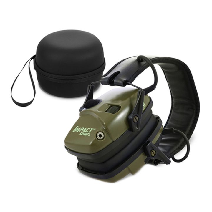Tactical electronic earmuffs, noise proof earphones to protect hearing - dark green-2