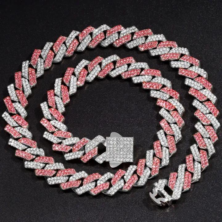 Men%20Women%20Pink%20Rhombus%20Cuban%20Chain%20Iced%20Out%202%20Row%20Rhinestone%20Cuban%20Link%20Chain%2014MM%20Prong%20Necklace%20Hiphop%20Jewelry%20-%20Image%207