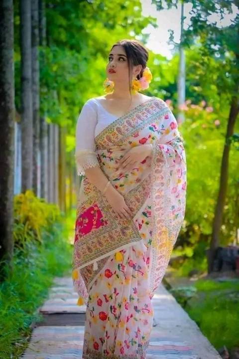 New Screen Print Half Silk Saree For Woman