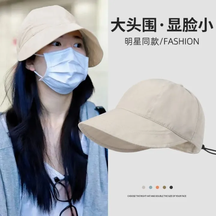 Zhao%20Lusi%20Same%20Sun%20Hat%20Women's%20Spring%20and%20Autumn%20Korean%20Drawstring%20Lightweight%20Sun-Proof%20Face%20Cover%20Sun%20Bucket%20Hat%20Peaked%20Cap%20-%20Image%203
