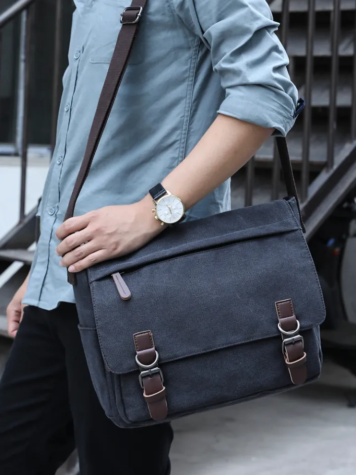 Ben Sherman Retro Canvas Men's Cross Shoulder Satchel Messenger Bag Travel 90s e