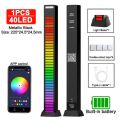 FTOYIN Creative RGB Music Sound Light 32/40/3D Metalblack Wireless Music Rhythm Light APP Control USB Rechargeable LED Light Bar. 