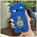 For Honor 8X Back Cover Case Fashion Cartoon girl Square Frame Shockproof Camera Lens Protector Phone Cases.