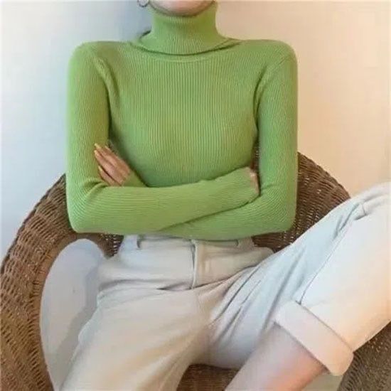Turtleneck%20Sweater%20Women's%20Slim%20Pullover%20Top%20Black%20Knit%20Sweater%20Basic%20Knitwear%20Solid%20Color%20Jumper%20Sweater%20Autumn%20and%20Winter%20-%20Image%202