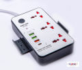 Maxline  Durable Multiplug Model: ML-804, 3 Sockets & 4 USB Fast Charging Multiplug Power Strip-2 Miter Wire/7 Fit Cable:. 