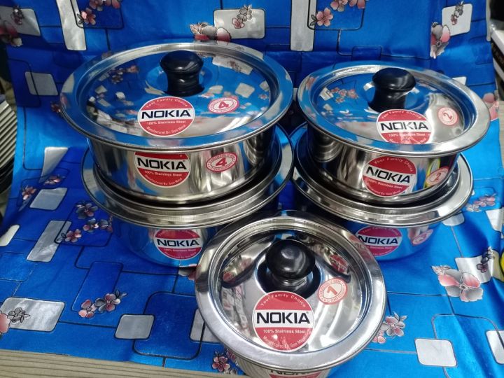 Nokia%205%20Pcs%20Stainless%20Steel%20Sauce%20Pan%20with%20Lid%20Set,(R),Stainless%20Steel%20Meal%20Prep%20Serving%20Bowl%20Thick%20Soup%20Pot%20With%20Lid.%20-%20Image%203