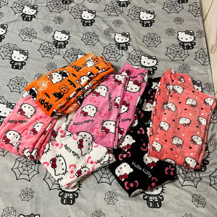 Anime%20Sanrio%20Hello%20Kitty%20Y2k%20Flannel%20Pajamas%20Pants%20Women%20Household%20Dress%20Autumn%20Winter%20Fashion%20Trouser%20Cartoon%20Casual%20Home%20Pants%20-%20Image%205