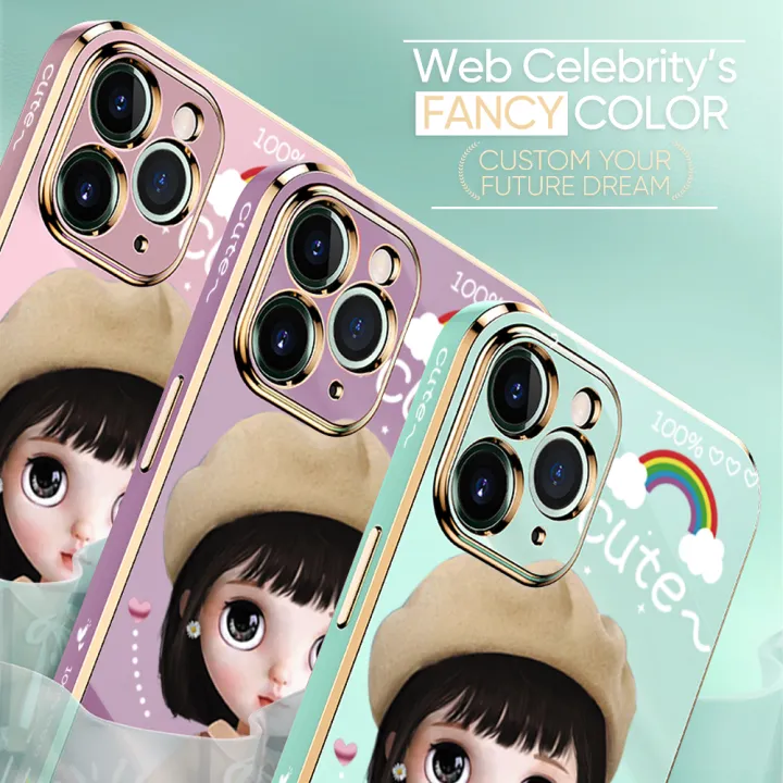 Hontinga%20for%20Realme%20C11%202021%20Case%20Luxury%206D%20Plating%20Cute%20Satchel%20Girl%20Side%20Pattern%20Soft%20Back%20Cover%20Silicone%20Square%20Phone%20Cases%20-%20Image%204