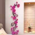 Rose Flower Wall Stickers DIY Vase Flower Self-Adhesive Wallpaper Tree Crystal Arcylic 3D Wall Sticker Home Bedroom Decoration. 