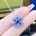 Xiaohongshu recommends the same red diamond small flower necklace as a small fresh Internet celebrity, sapphire yellow diamond colored gem pendant for women. 
