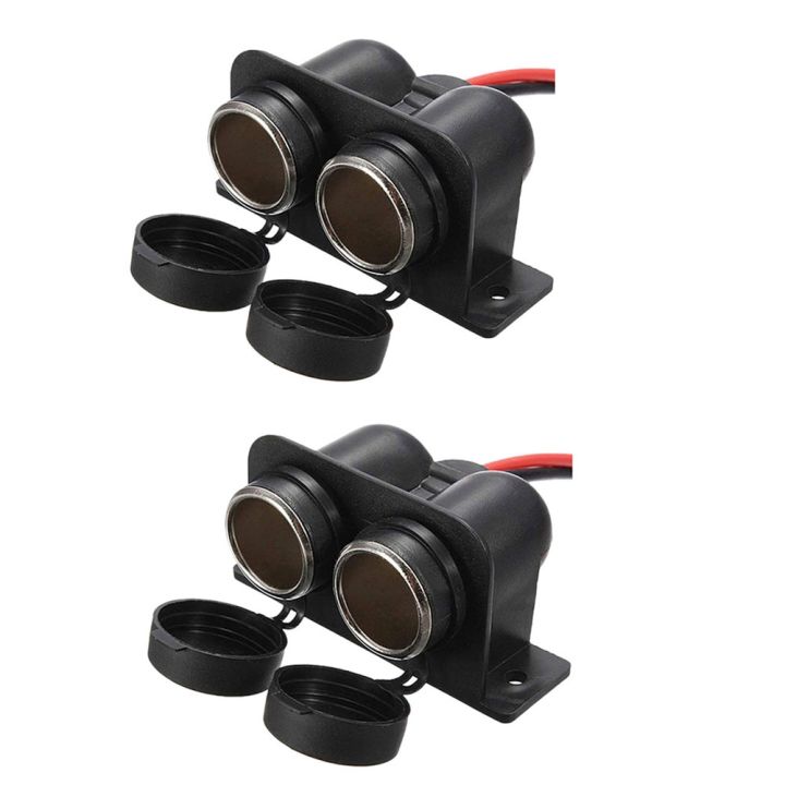 2X Lighter Socket 12V Waterproof Dual Power Plug Outlet with Wire for Car Motorcycle Scooter Boat ATV Rv