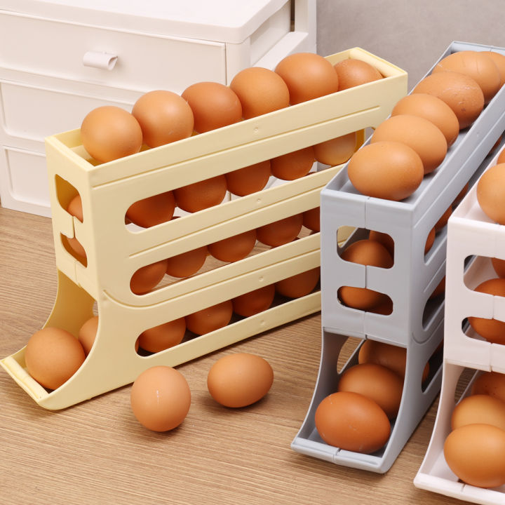 Refrigerator Egg Storage Box Rolling Kitchen Container Eggs Rolling Rack Large Capacity Refrigerator Egg Organizer Holder