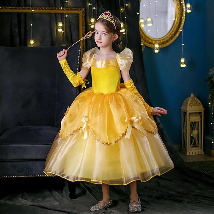 Belle Costume Kids Princess Fancy Dress Girls Kids Beauty And The