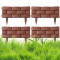 /4Pcs Flower Bed Border Plastic Garden Fence Brick Brown Mini Wooden Fence DIY Serviceable Lawn Fence Yard.