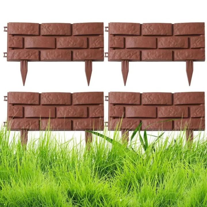 /4Pcs%20Flower%20Bed%20Border%20Plastic%20Garden%20Fence%20Brick%20Brown%20Mini%20Wooden%20Fence%20DIY%20Serviceable%20Lawn%20Fence%20Yard%20-%20Image%208