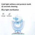 New Smart 360 Degress U Sonic Electric Toothbrush Kids Silicone Automatic Ultrasonic Tooth Brush Children Blue Light Teeth Brush. 