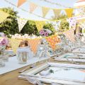 40 Feet Fabric Bunting Banner Vintage Bunting Flag for Party Yellow. 