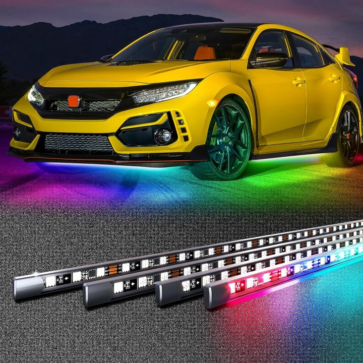 Car Flexible Underglow Strip Light LED Underbody Remote APPl Control RGB Neon Lights Atmosphere Lamp for Auto Decoration
