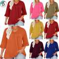 Elegant Ease: Women’s Plus Size Ruffle V-Neck Tops for Summer Style.
