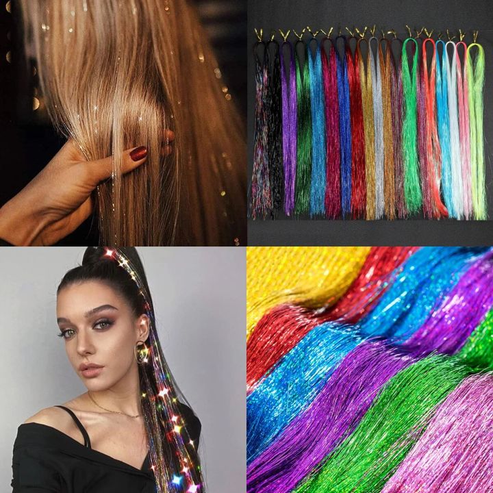 90cm%20Sparkle%20Hair%20Tinsel%20Rainbow%20Colored%20Strands%20Girls%20Headwear%20Hairbinge%20Hair%20Laser%20False%20Hair%20Extensions%20Decor%20Glitter%20Strips%20-%20Image%202