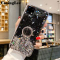 Casinglee for OPPO A15S / A15 case Shiny Ring Glitter Soft Transparent Holder Stand Back cover with String for OPPO A15 / A15S Phone cases cover Stars Moon Girls. 