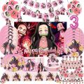 Demon Slayer Kamado Nezuko Theme Party Decoration Supplies Paper Cup Plate Tissue Spoon Baby Shower Balloon Girl Birthday Favors MuXiaRe.