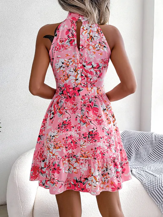 Summer%20Women%20Floral%20Print%20Short%20Dress,%20Bandage%20Holiday%20Beach%20Sundress%20Casual%20Halter%20Short%20Dresses,Summer%20Clothes%20Women%202024%20Shapewear%20-%20Image%205
