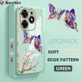 Jizetin (Free Lanyard) for Tecno Spark 10 Pro Back Cover Peach Blossom and Butterfly Luxury 6D Plating Case Side Pattern Soft Silicone Square Mobile Phone Cases. 