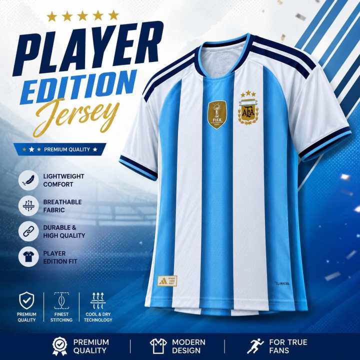 Argentina Player Edition Jersey || Jacquard Fabrics || Premium Authentic Jersey