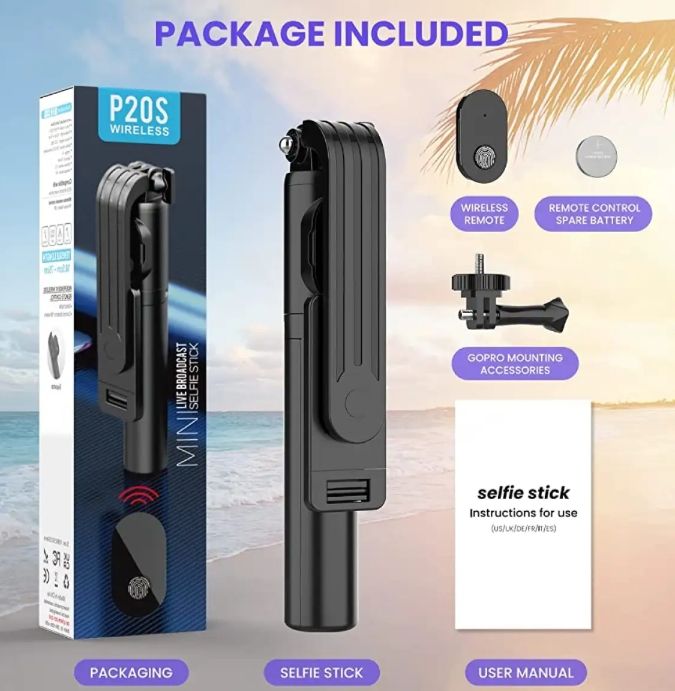 P20S Bluetooth-Compatible Selfie Stick With Tripod Plastic Mobile Phone Holder Handle Retractable Portable Multifunctional Tripod (100cm)