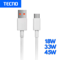 Original Tecno Type C Cable - 18W 33W 45W Fast Charger USB C Data Cord Line For Tecno Spark 10 20 30 Pro 5G Camon 20 30 40 Pro. 