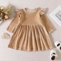 Autumn Solid Color Single-sided Velvet Dress for Baby Girls, Soft and Versatile Children's Wear, Suitable for Party.