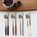 Korean Chopsticks Dessert Spoon Flatware Stainless Steel Cutlery Set Sushi Sticks Coffee Tea Spoons Set Portable Dinnerware Set. 