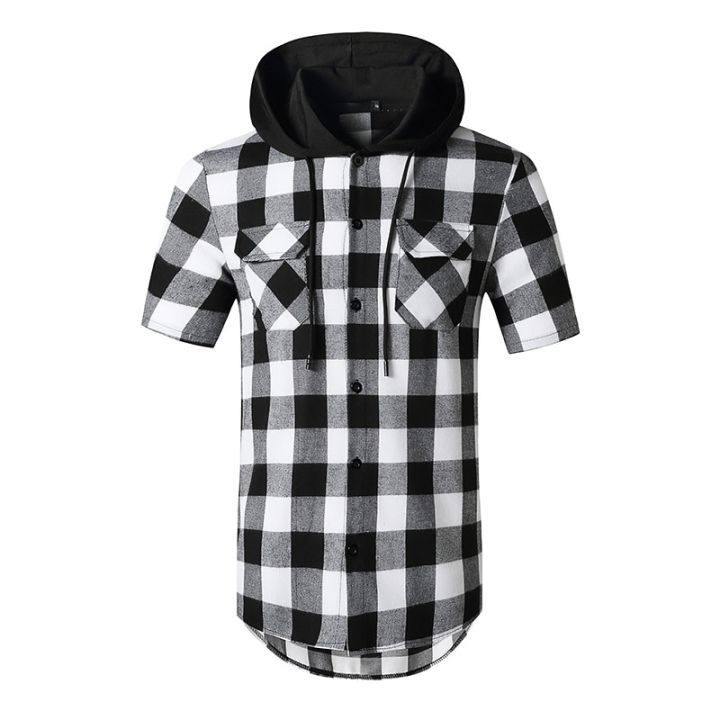 Black%20Red%20Plaid%20Hoodie%20Shirt%20Men%20Double%20Pocket%20Western%20Snap%20Casual%20Shirts%20Mens%20Short%20Sleeve%20Patchwork%20Streetwear%20Hoodies%20Shirts%20-%20Image%203