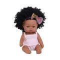 【The road to happiness Store】35CM Black Skin Reborn Dolls Toys Full Body Silicona Silicone Curly Hair Kids Baby Bath Toys Companion Bebe Dolls. 
