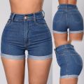 2022 Dark Blue Jean Shorts For Women Casual Hip Lift High Waist Denim Shorts Mujer Short Jeans Female.