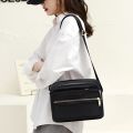 Casual Crossbody Bags Solid Waterproof Nylon Phone Pouch Multi Zipper Pocket Messenger Bags Adjustable Strap For Daily Work. 