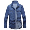 2022 Spring Autumn High Quality Denim Shirt Men Casual Long Sleeve Fit Slim Personality Pocket Black Blue Jean Shirts. 