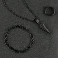 Ultimate Men's Silver-Tone Warrior Jewelry Set with Arrowhead Pendant, Chain Bracelet & Ring Set. 