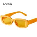 SO EI Fashion Small Rectangle Colorful Women Sunglasses Retro Candy Color Shades UV400 Men Square Yellow Purple Sun Glasses.
