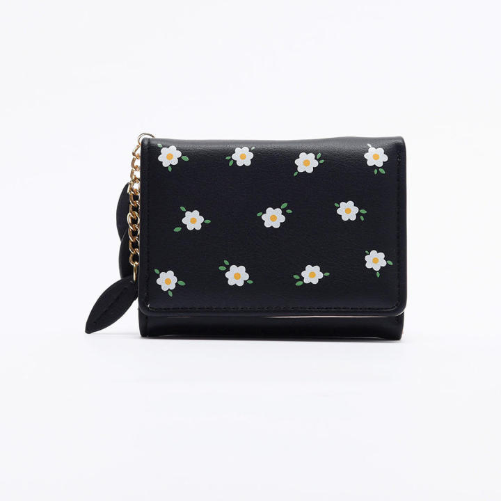 (New) flowers pattern women short wallet PU leather multi-card slot card holder coin purses girl student wallet female small purses