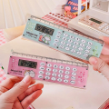 Cute Cartoon Ruler Calculator Multifunctional Folding Ruler with Calculator 15cm Children's Ruler. 