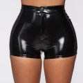 Nightclub Costumes Skinny Shorts Women PU Leather Shorts High Waist Solid Button Black Shorts Summer Wet Look Leather A50. 