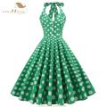 SISHION Hepburn Summer Dress Women Polka Dot Vintage Swing Robe Rockabilly Housewife Retro 50s Pinup Dresses Vestidos VD2838.