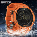 Sanda men watches sports pedometer calories 50m waterproof LED digital watch wristwatch Relogio Masculino 2145.