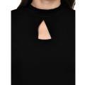 Black Linen Kurti for Women (Tailor Made) - Janasya Neck Hole.