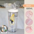 800ML Cute Water Bottle With Straw Lid Water Bottle Fruit Tea Built-in Filter Cup Portable Office Drinkware Outdoor Shaker Water Bottles. 