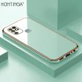 Hontinga for Infinix Hot 10 Back Cover + Free Lanyard Luxury 6D Plating Frame Shiny Bling Case Soft Silicone Square Mobile Cover. 