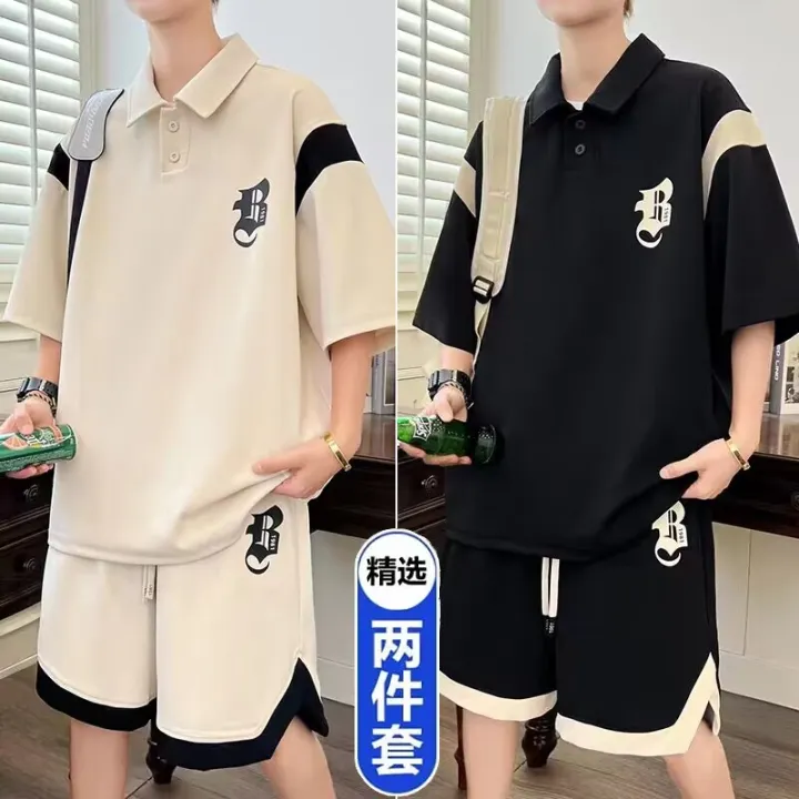 Boys%20Summer%20New%20Casual%20Suit%20Teen%20Trend%20Loose%20All-MatchingpoloShirt%20Two-Piece%20Set%20Male%20-%20Image%203